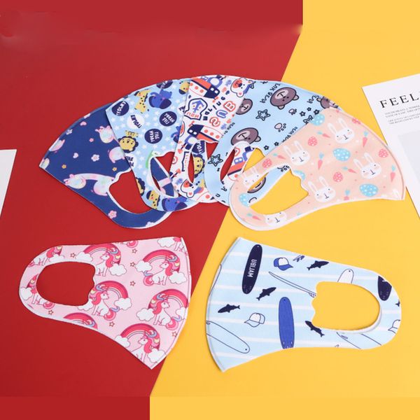 

children kids ice silk protective printed masks dustproof breathable anti-haze repeatable washing customizable child cartoon mask face