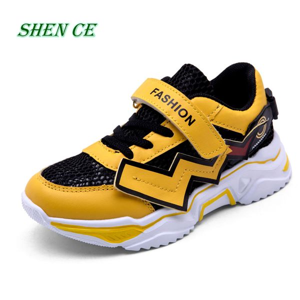 

shen ce autumn kids shoes boys sneakers breathable patchwork hook&loop sport running children shoes for girls casual, Black