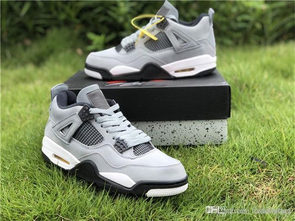 

2019 new release air authentic 4 retro cool grey men basketball shoes chrome dark charcoal varsity maize sports sneakers 308497-007 40-47