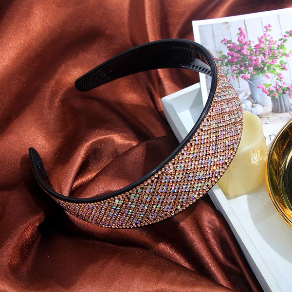 

quality 2020 fashion full rhinestone hairband women wide colorful crystal headband non-slip hair band girls hair accessories