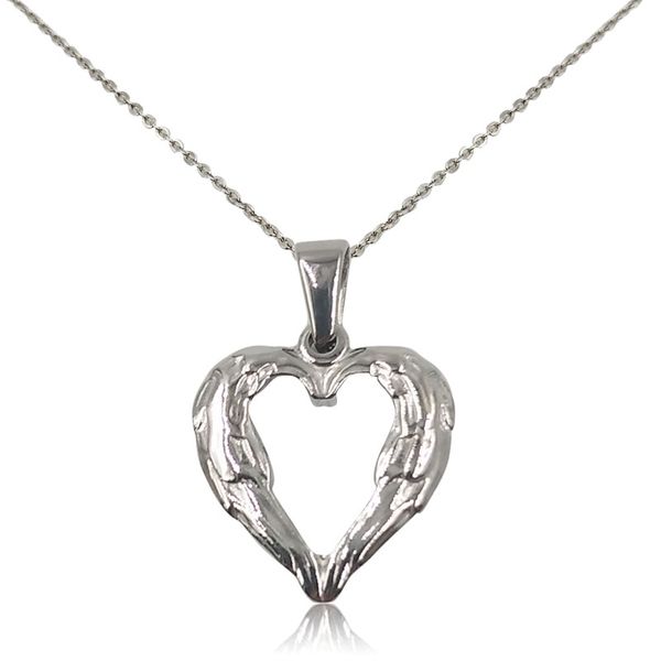

18k dainty heart necklace celtic jewelry feather heart pendant lover stainless steel necklace 18k gold angel heart choker necklace, Silver