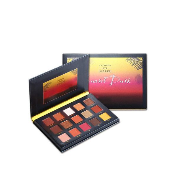 

professional 15 colors beauty glazed sunset eyeshadow eye shadow palette makeup sequins shiny powder highlight glitter