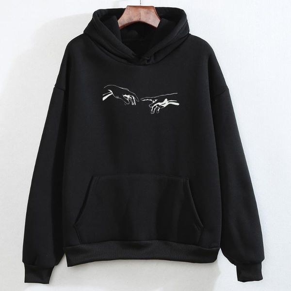 

winter skuggnas creation hands line art sweatshirts oversized hoodie kawaii jumper outfits tumblr gothic aesthetic streetwear, Black