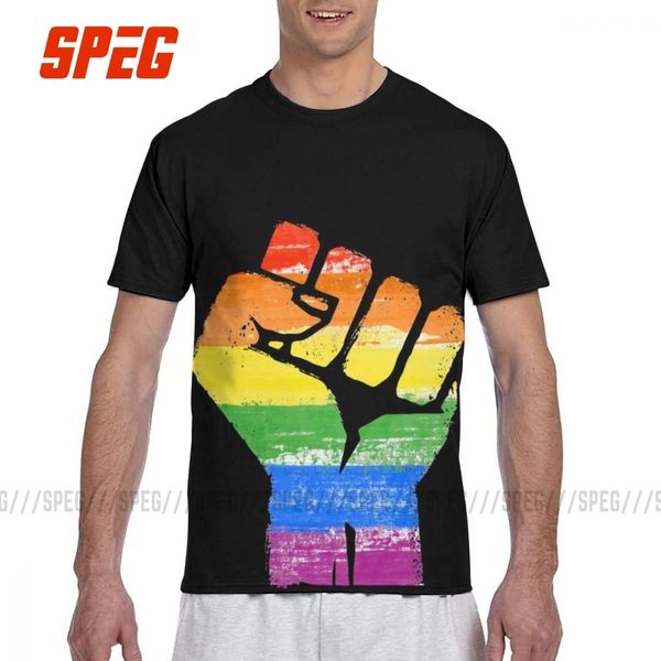 

rainbow fist lgbt resistance t-shirts men 2019 fashion polyester tees all over print full 3d short sleeve t shirt for male