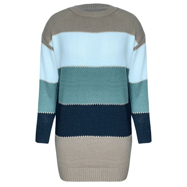 

fashion striped long sleeve dress casual knitted sweater bodycon dresses womens autumn winter o neck dresses, Black;gray