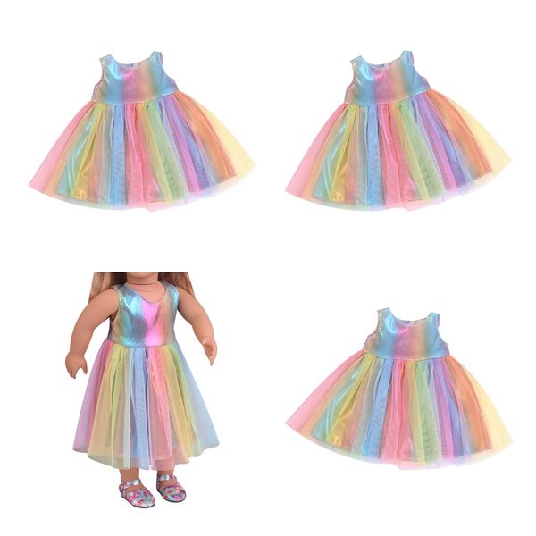 

3x красочный american doll платье gauzy для 18 дюймов американской куклы одеваются