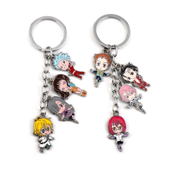 

anime the seven deadly sins keychain cartoon theme enamel keyring jewelry meliodas elizabeth hawk ban pendant key chain, Silver