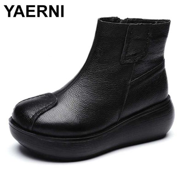 

yaerni women's flat heel boots side zipper short boots flat heel ankle women platform shoes zapatos botines mujer, Black