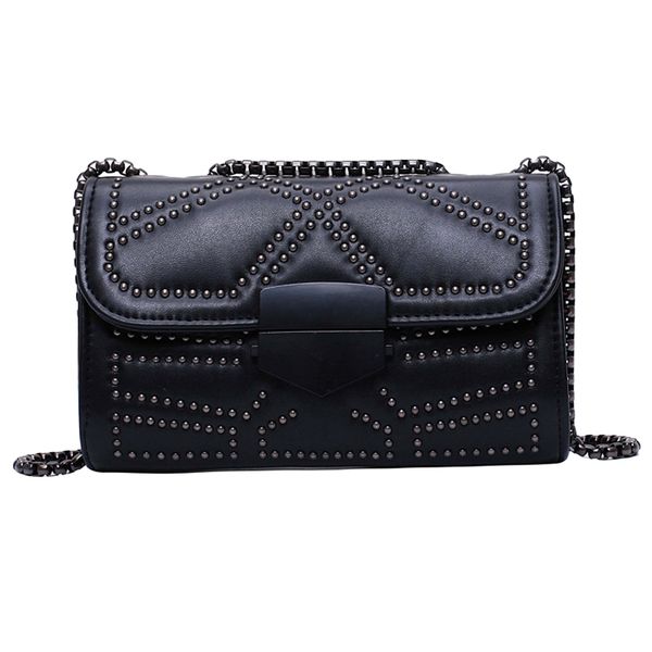 

pu leather crossbody bag women's rivet shoulder bag ladies travel handbag chain messenger