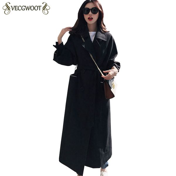 

2020 новая весна осень пальто шанца женщин мода длинные большой размер ветровка женщин с длинным рукавом двубортные пальто lj205, Tan;black