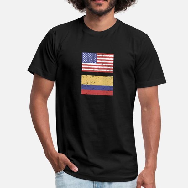 

united states flag & colombia flag t shirt men printed tee shirt euro size s-3xl fit basic spring unique shirt
