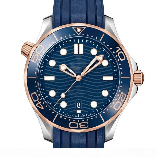 

rubber strap rose gold designer watch stainless steel men automatic luxury mens wristwatches professional diver 300m master nato watches, Slivery;brown