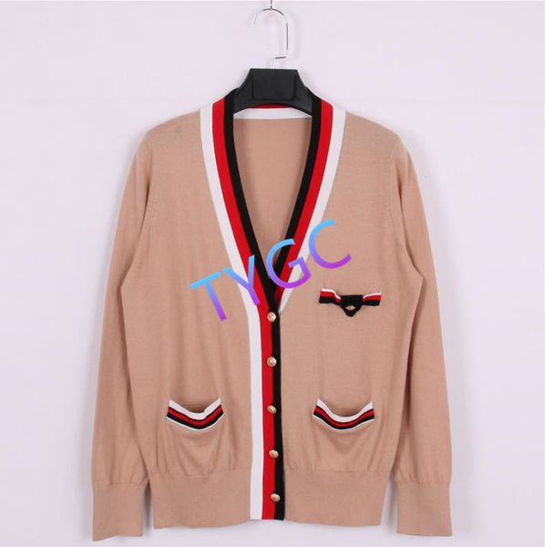 

knit shirt sweater with double pocket cardigan woollen sweater women's striped v-neck long sleeve single breasted woolly, White;black