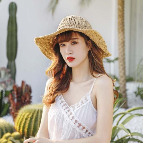 

hat female big straw hat sun beach folding mesh travel leisure sombrero hombre chapeau czapka sapka cappello gorra touca, Blue;gray
