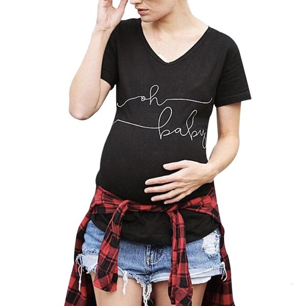 

maternity letter print t-shirt pregnancy clothes breastfeeding clothing for pregnant women short sleeve deals, White