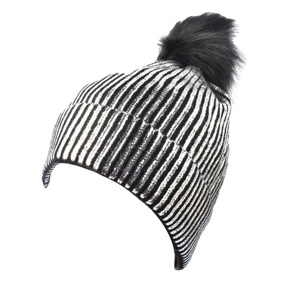 

#4 dropship 2020 new fashion women hat warm ear protection crochet winter knit glittering caps hip, Blue;gray