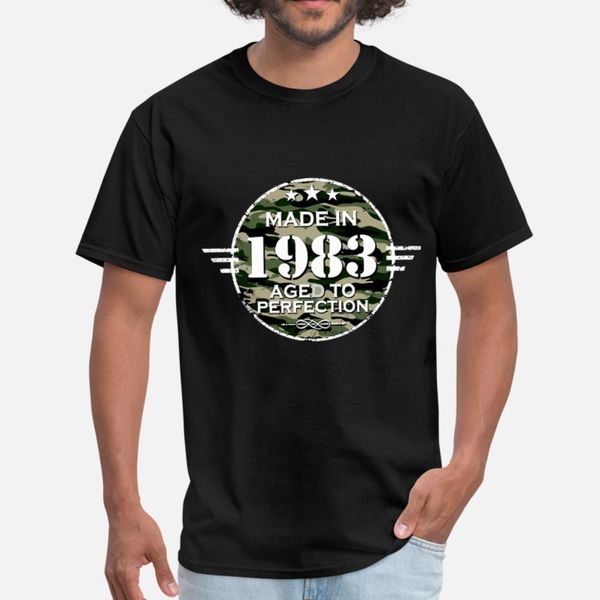 

made in 1983 aged to perfection birthday t shirt men designs 100% cotton size s-3xl letter crazy building summer style vintage shirt