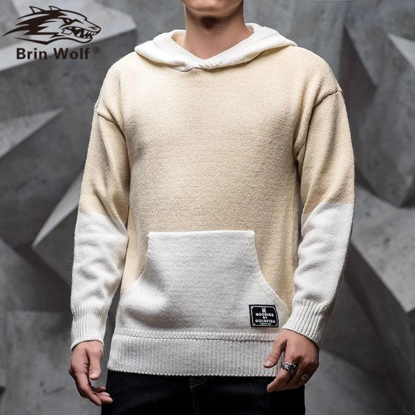 

men's sweaters brin wolf est men casual elastic sweater coat jacket outwear jogger zipper autumn winter hoody sweatercoat, White;black
