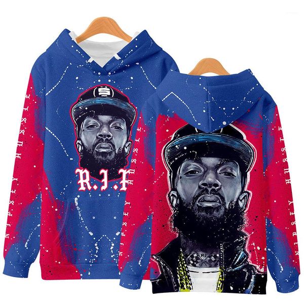 

mens hoodie fashion casual hooded r.i.p stylish pullovers long sleeved designer sweatshirts nipsey hussle 3d, Black