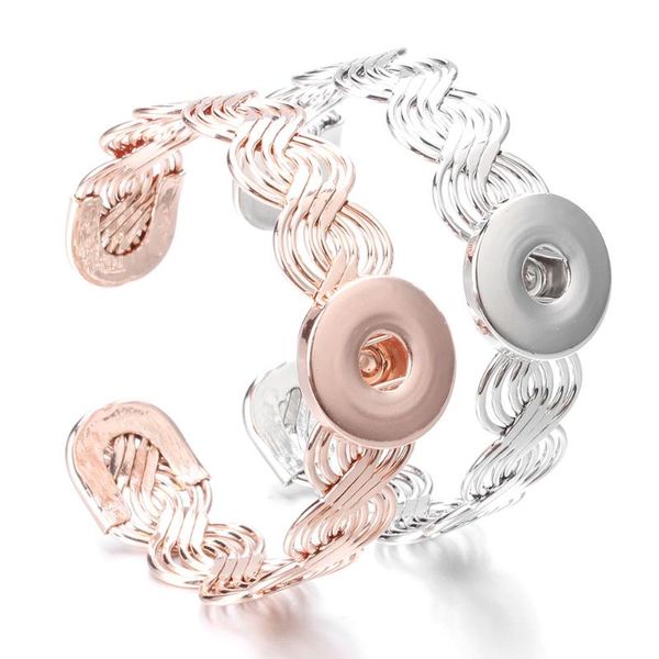 

new snap jewelry rose gold silver color snap bracelet fit 20mm 18mm snaps buttons jewelry metal button bracelet, Red;blue