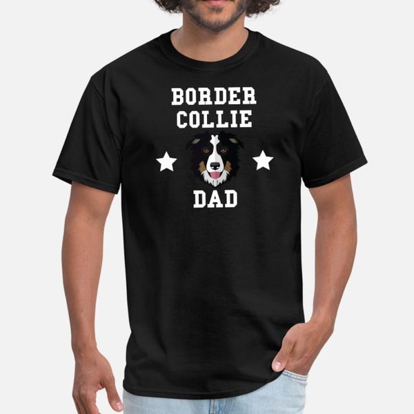 

бордер колли папа владелец собаки футболка мужчина designs tee shirt o шея отдых graphic нового стиль лето стиль письмо рубашка
