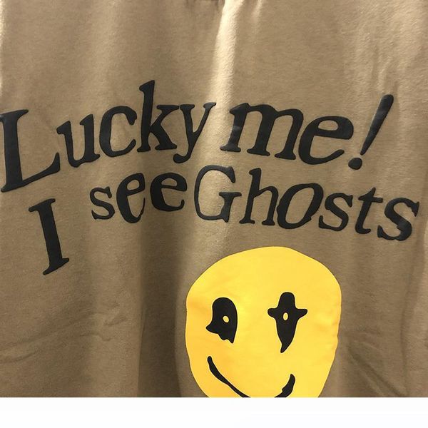 

foam 3d kanye west lucky me i see ghosts hoodie men women cotton casual fashion winter smiley face sweatshirts6633, Black