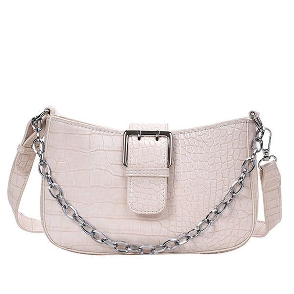 

crocodile pattern fashion women's handbags chain design small shoulder bags for women 2020 summer lady solid color armpit bag