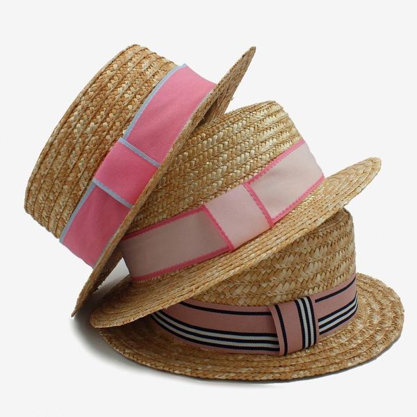 

лето море женщины мужчины плоский стро fedora hat для elegant lady свиной pie top sun hat для джентльмена папа канотье caps 58см, Blue;gray