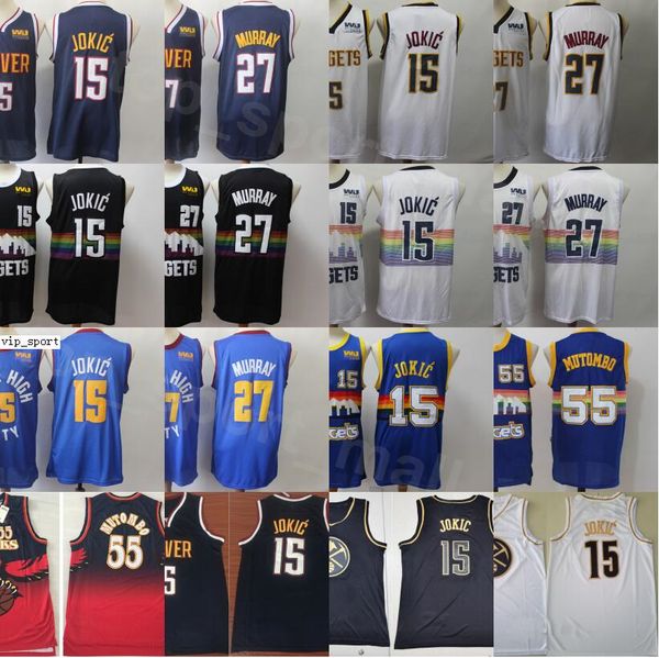

men basketabll edition earned city dikembe mutombo jerseys 55 jamal murray 27 nikola 15 team navy blue white purple red quality, Black;red