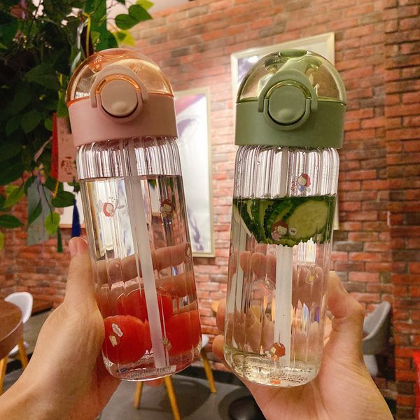

literature and art hipster simple cute glass cup factory sports elastic cover anti-choke straw glass health care water cup