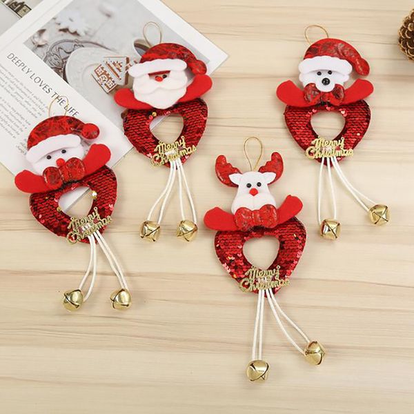 

new arrival christmas decorations heart-shaped sequin long-foot bell ornament tree party decor christmas gift pendant