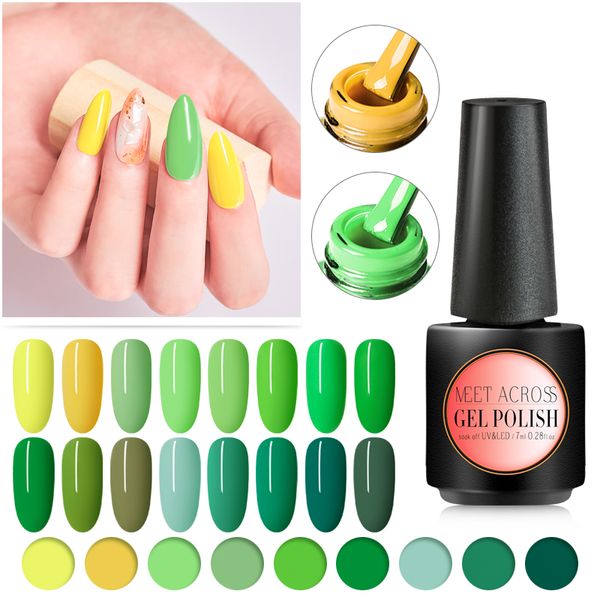 

meet across light green yellow colors series gel nail polish long lasting nail art design lacquer soak off manicure varnish, Red;pink
