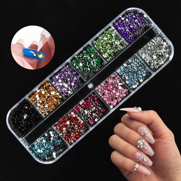

nail art decorations 1 box multi size glass rhinestones mixed colors flat-back ab crystal strass 3d charm gems diy manicure, Silver;gold