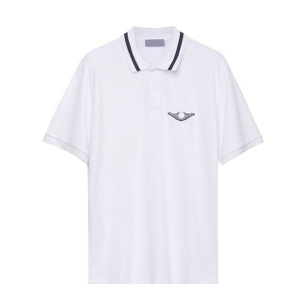 

20ss small letter embroidery polo tee business casual simple solid tooling t-shirt breathable summer street button short sleeves hfymtx1015, White;black