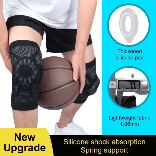 

1pcs elastic knee support professional protective sports knee pad breathable bandage brace basketball tennis cycling, Black;gray