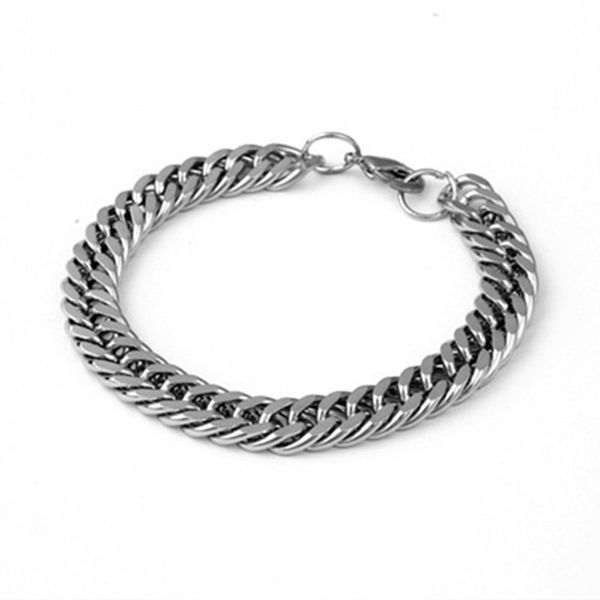 

men's bracelet vintage fashion silver color stainless steel bracelets for men punk jewelry male hip hop titanium steel bracelet, Black