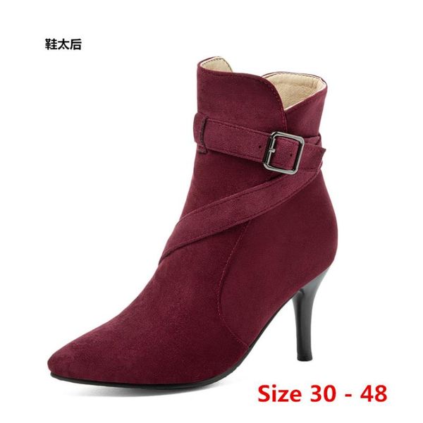 

winter spring autumn high heel ankle boots women short boots woman shoes botas muje small big size 30 - 48, Black