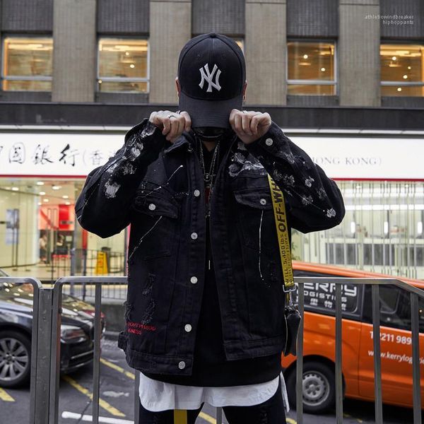 

print mens demin jackets casual males clothing personality graffiti mens designer demin jackets fashion loose letter, Black;brown