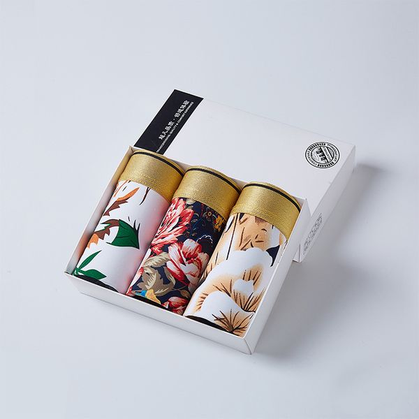 

20s men's underwear gift box real ice silk seamless antibacterial youth boxer shorts plus size boxer briefs modal l-3xl, Black;white