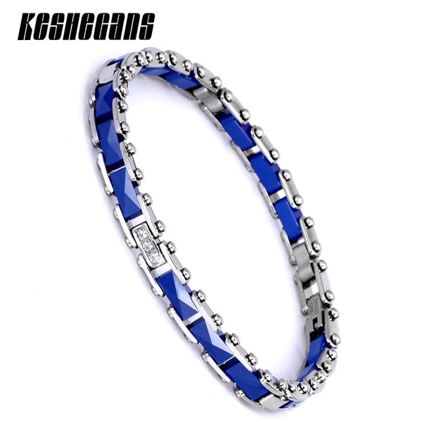 

new arrival blue pink color ceramic bracelet cubic zirconia crystal fashion lady stainless steel bracelet bangle for women gifts, Black