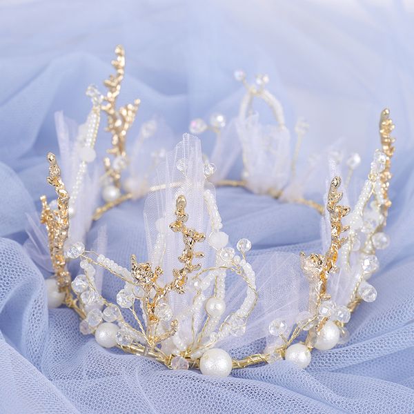 

hair accessories children's crown headdress princess girl crystal korean headband rhinestone super fairy kid performance j, Slivery;white