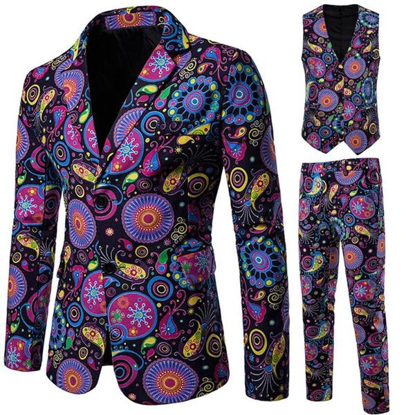 

men business slim suits sets wedding dress printed blazers man coat trousers waistcoat 3 piece set jacket + pant + vest 10.22, Gray