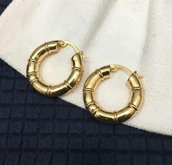 

selling explosion-proof bamboo ring electroplating thick gold wild designer earrings luxury designer jewelry women earrings, Golden
