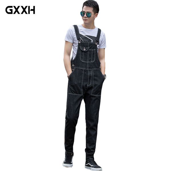 

influx of men's british feet suspenders men's korean version of the slim wild siamese trousers men's/women's denim overa, Blue