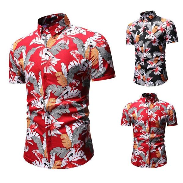 

men blouse personality men's summer casual slim short sleeve printed shirts blouse, White;black