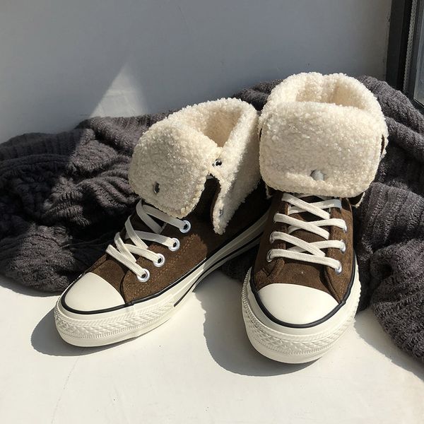 

new fashion women's shoes winter thick warm high tube cotton shoes folding plus velvet casual high help women boots, Black