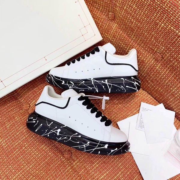 

2020 мода мужчина женщина повседневная обувь тройной белый черный кожа платформа sneaker унисекс flat классический досуг обувь с коробкой гу, Black