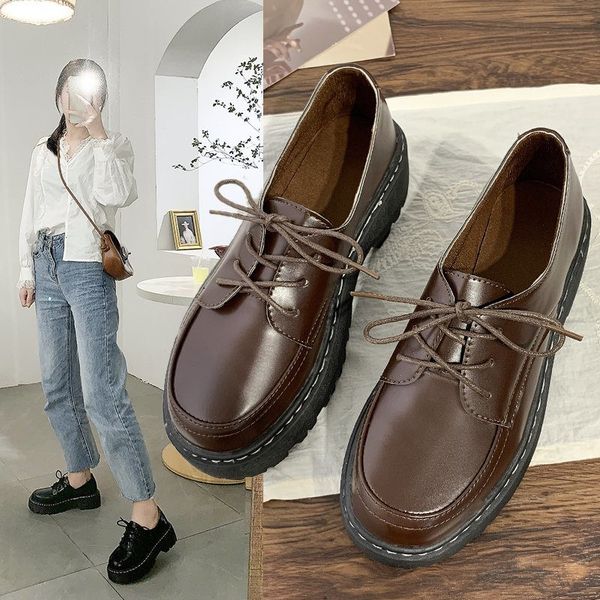 

japanese school uniform shoes jk student shoes girls women kawaii lolita soft girl round toe lolita platform low heel, Black