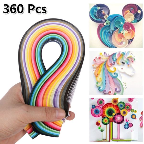 

360 pcs origami hand made child diy craft mixed color scrapbooking stripes quilling paper 3mm/5mmx54cm