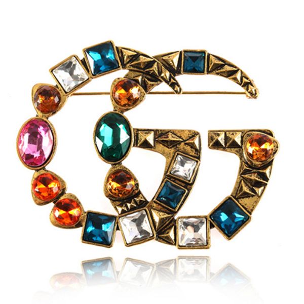 

vintage crystal big luxury brooch women letter g designer brooch suit lapel pin fashion jewelry accessories gift for lovepp20, Gray